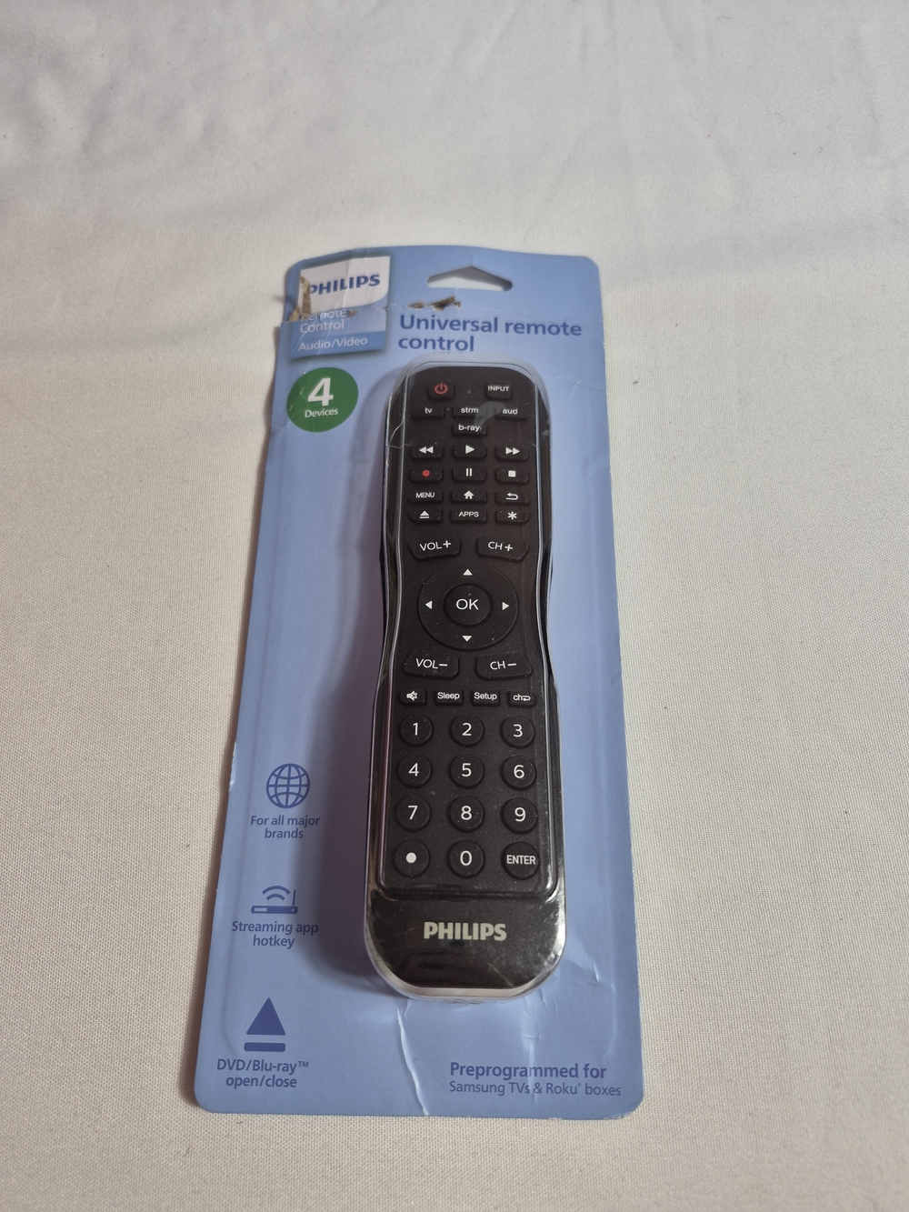 Philips - 4 Device Remote Control - Universal Remote Control Matte Black Box